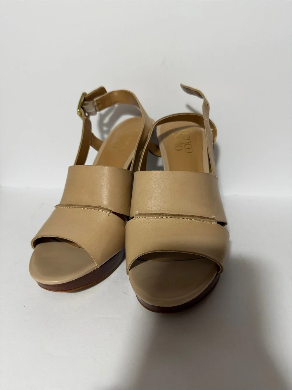 Franco Sarto Tan Open-Toe Slingback Sandals